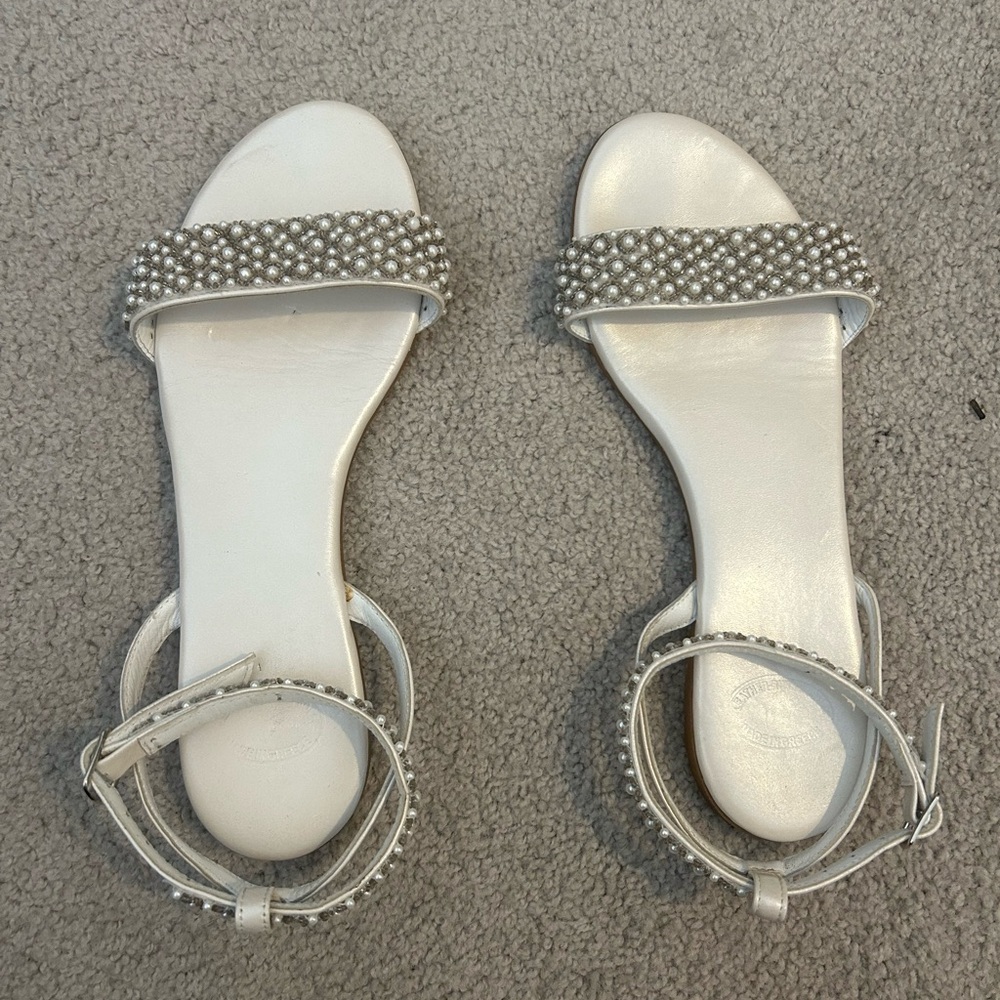 Elegant White Pearl-Embellished Sandals